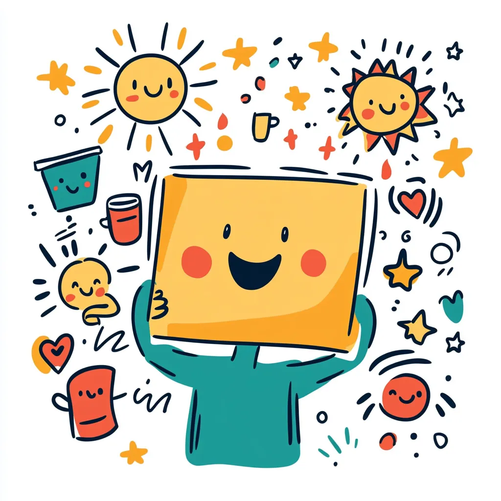 A bright card reading 'funny inspirational quotes to brighten your day' in cheerful type.
